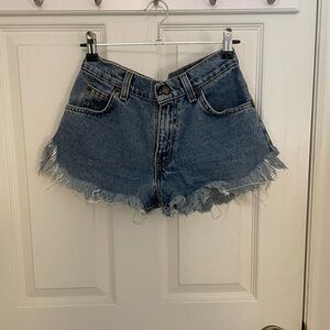 Levi's Blue Jean Shorts with Frayed Hem